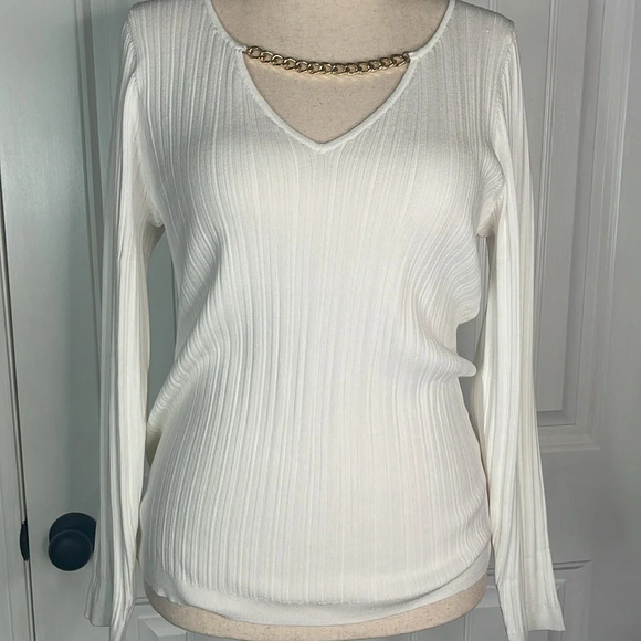 I.N.C. INTERNATIONAL CONCEPTS
Women's Chain-Detail Ribbed Sweater/ White XL - Picture 2 of 10